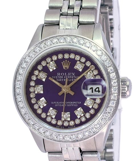 Rolex Datejust Ladies 26mm 69160 Purple Diamond Dial